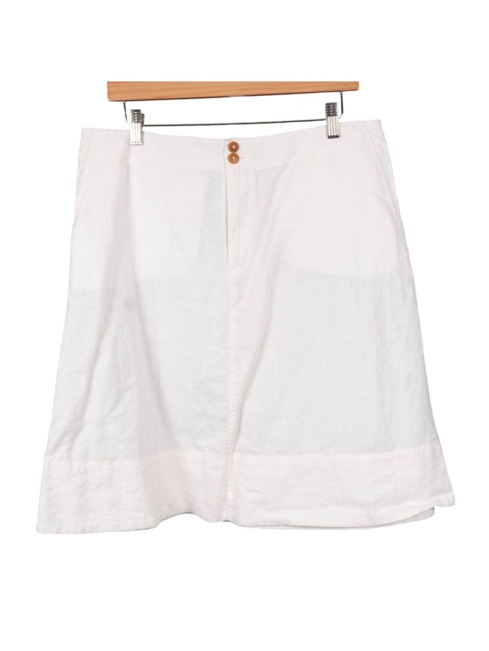 Classic VTG White Linen Skirt 14 Womens Boho Hippie Retro Lace Up ALine Button